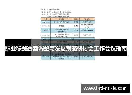 职业联赛赛制调整与发展策略研讨会工作会议指南